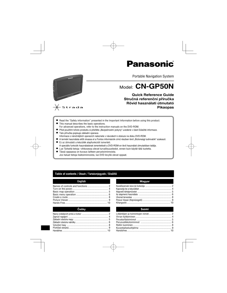 Panasonic CNGP50N Operating instructions Panasonic CNGP50N Operating instructions