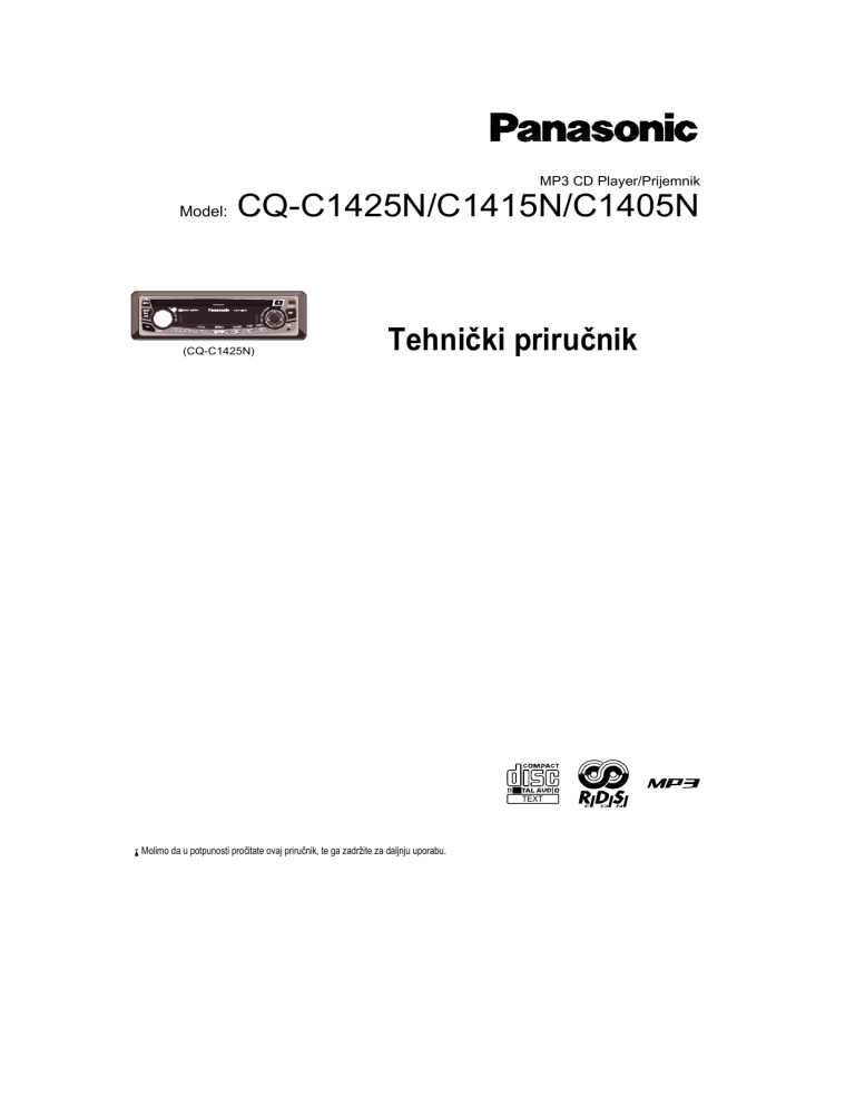 Panasonic CQC1415N, CQC1405N, CQC1425N Operating instructions Panasonic CQC1415N, CQC1405N, CQC1425N Operating instructions
