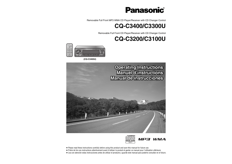 Panasonic CQC3100U, CQC3400U, CQC3200U, CQC3300U Operating instructions Panasonic CQC3100U, CQC3400U, CQC3200U, CQC3300U Operating instructions
