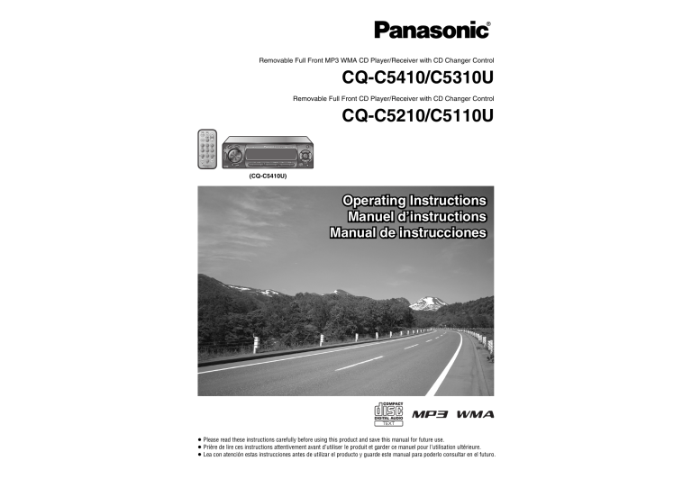 Panasonic CQC5110U, CQC5210U, CQC5310U, CQC5410U Operating instructions Panasonic CQC5110U, CQC5210U, CQC5310U, CQC5410U Operating instructions