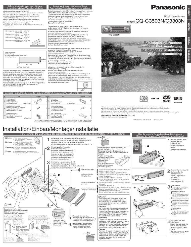 Panasonic CQC3503N, CQC3303N Operating instructions Panasonic CQC3503N, CQC3303N Operating instructions
