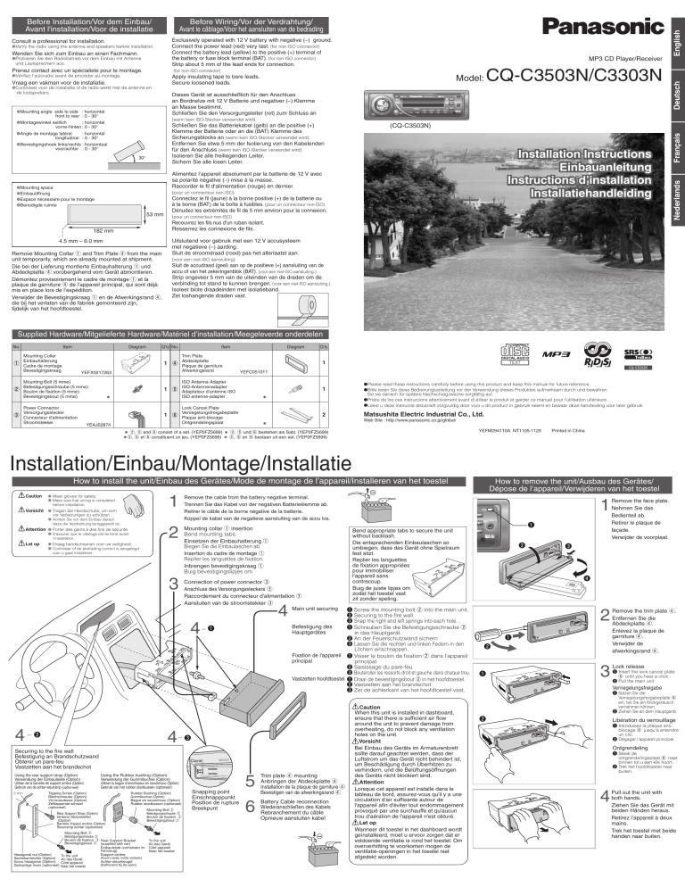 Panasonic CQC3303N Operating instructions Panasonic CQC3303N Operating instructions