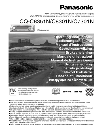 Panasonic CQC8351N, CQC7301N, CQC8301N Operating instructions Panasonic CQC8351N, CQC7301N, CQC8301N Operating instructions