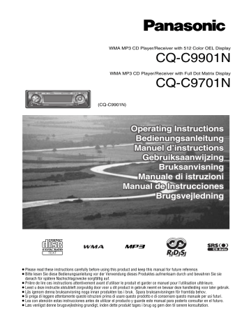 Panasonic CQC9701N, CQC9901N Operating instructions Panasonic CQC9701N, CQC9901N Operating instructions