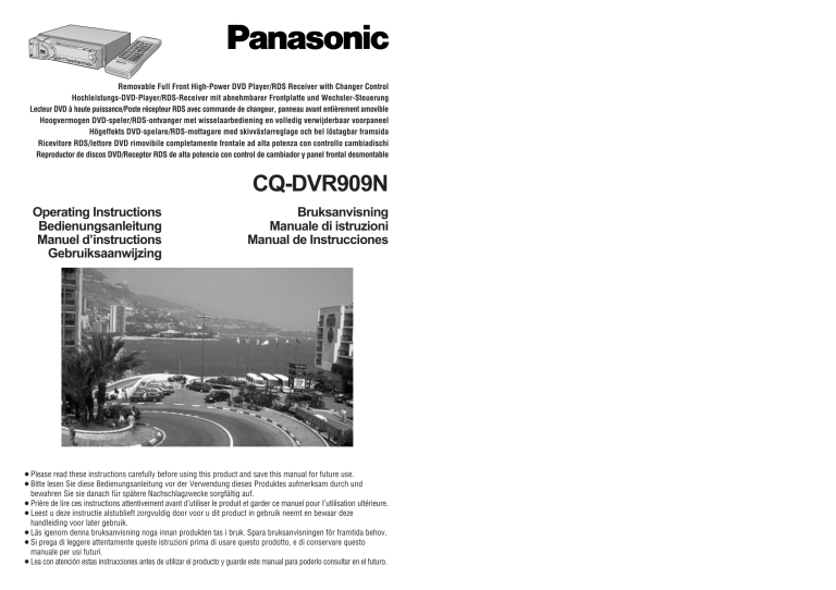Panasonic CQDVR909N Operating instructions Panasonic CQDVR909N Operating instructions