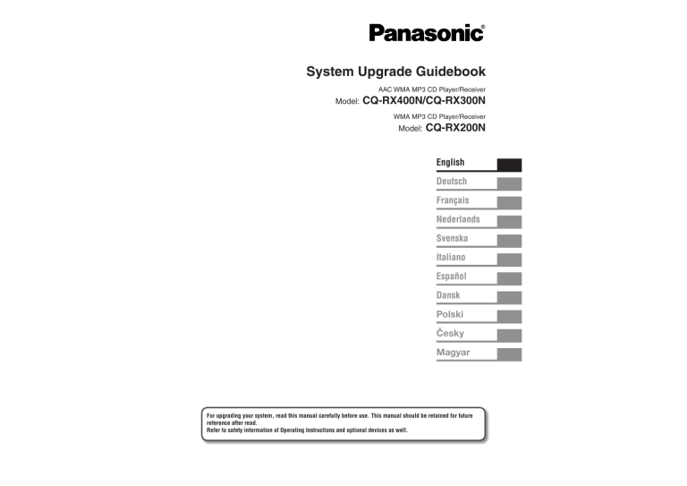 Panasonic CQRX300N, CQRX400N, CQRX200N Operating instructions Panasonic CQRX300N, CQRX400N, CQRX200N Operating instructions