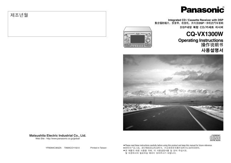 Panasonic CQVX1300W Operating instructions Panasonic CQVX1300W Operating instructions