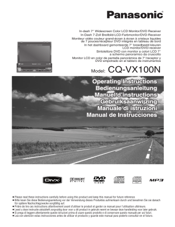 Panasonic CQVX100N Operating instructions Panasonic CQVX100N Operating instructions