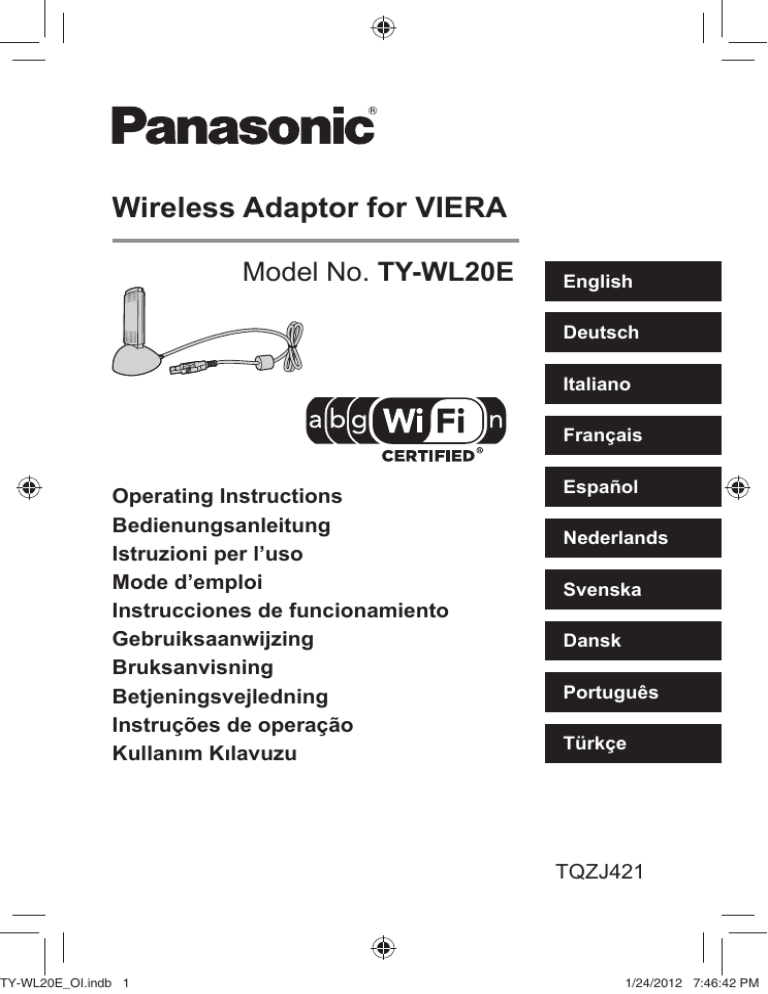 Panasonic TYWL20E, TY-WL20E Owner's manual Panasonic TYWL20E, TY-WL20E Owner's manual