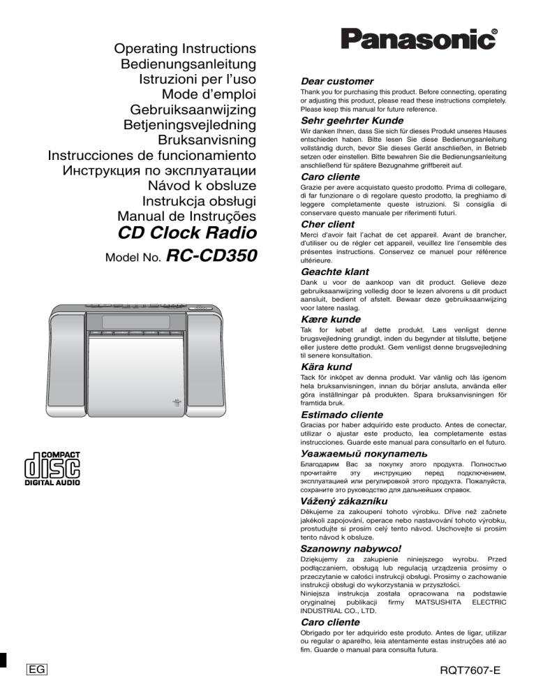 Panasonic RCCD350 Operating instructions Panasonic RCCD350 Operating instructions