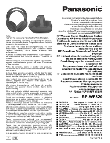 Panasonic RPWF820E Operating instructions Panasonic RPWF820E Operating instructions