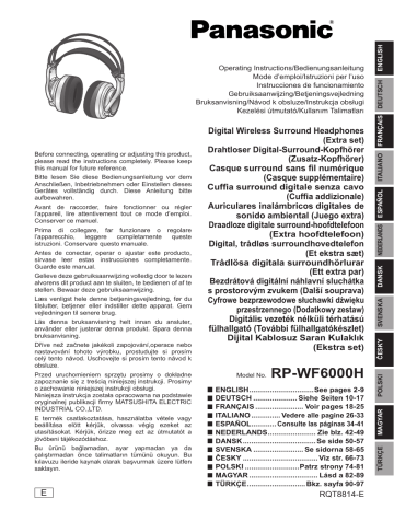 Panasonic RP-WF6000H, RPWF6000H Owner's manual Panasonic RP-WF6000H, RPWF6000H Owner's manual