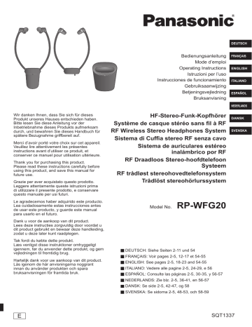 Panasonic RPWFG20E Owner's manual Panasonic RPWFG20E Owner's manual
