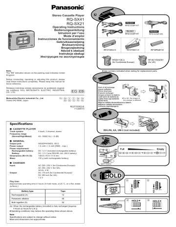 Panasonic RQSX41, RQSX21 Operating instructions Panasonic RQSX41, RQSX21 Operating instructions