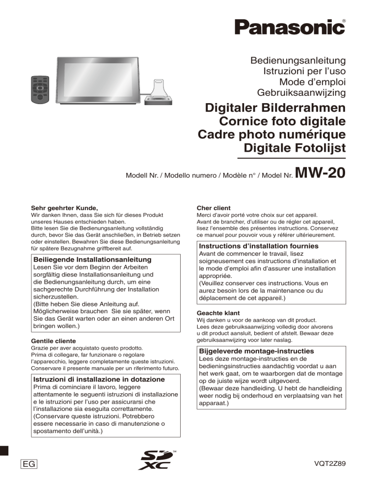 Panasonic MW20EG Operating instructions Panasonic MW20EG Operating instructions