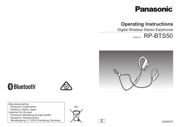 Panasonic RPBTS50E Operating instructions Panasonic RPBTS50E Operating instructions