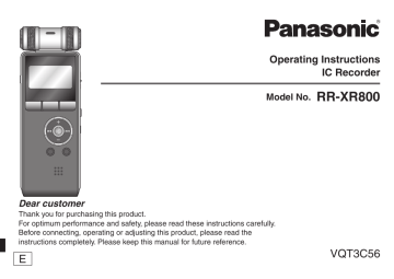 Panasonic RRXR800E Operating instructions Panasonic RRXR800E Operating instructions
