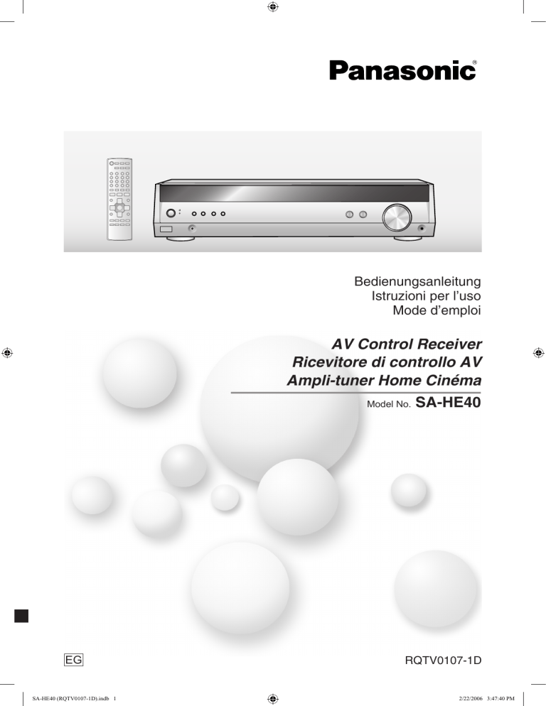 Panasonic SAHE40 Operating instructions Panasonic SAHE40 Operating instructions