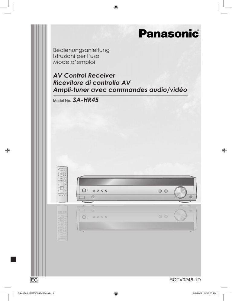 Panasonic SAHR45EG Operating instructions Panasonic SAHR45EG Operating instructions