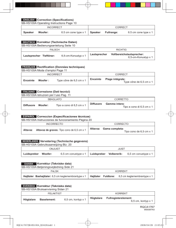 Panasonic SBHS100A Operating instructions Panasonic SBHS100A Operating instructions