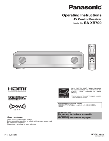 Panasonic SAXR700 Operating instructions Panasonic SAXR700 Operating instructions