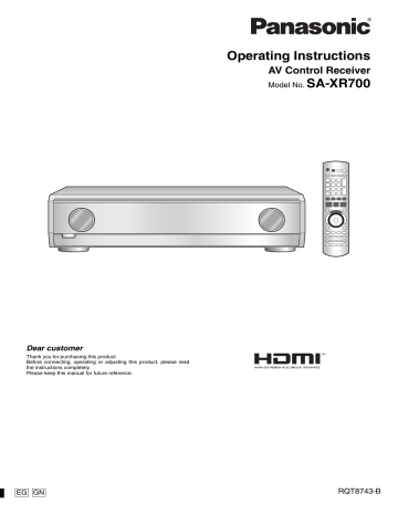 Panasonic SAXR700 Operating instructions Panasonic SAXR700 Operating instructions