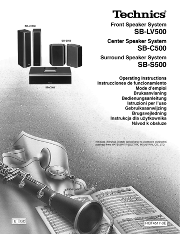 Panasonic SBS500, SBLV500, SBC500 Operating instructions Panasonic SBS500, SBLV500, SBC500 Operating instructions