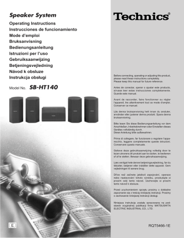 Panasonic SBHT140 Operating instructions Panasonic SBHT140 Operating instructions