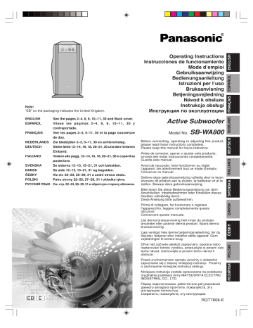 Panasonic SBWA800 Operating instructions Panasonic SBWA800 Operating instructions