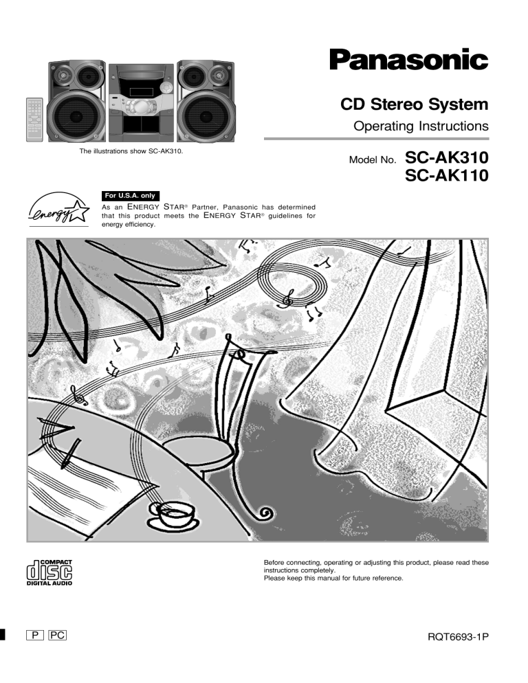 Panasonic SCAK110P, SCAK310PC, SCAK110PC, SCAK310P Operating instructions Panasonic SCAK110P, SCAK310PC, SCAK110PC, SCAK310P Operating instructions