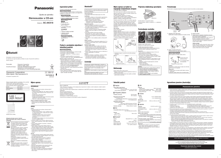 Panasonic SCAKX18E Operating instructions Panasonic SCAKX18E Operating instructions
