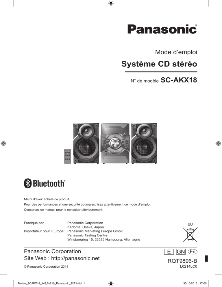 Panasonic SCAKX18 Operating instructions Panasonic SCAKX18 Operating instructions
