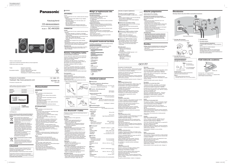 Panasonic SCAKX200E, SCAKX200 Operating instructions Panasonic SCAKX200E, SCAKX200 Operating instructions