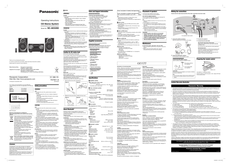 Panasonic SCAKX200 Operating instructions Panasonic SCAKX200 Operating instructions