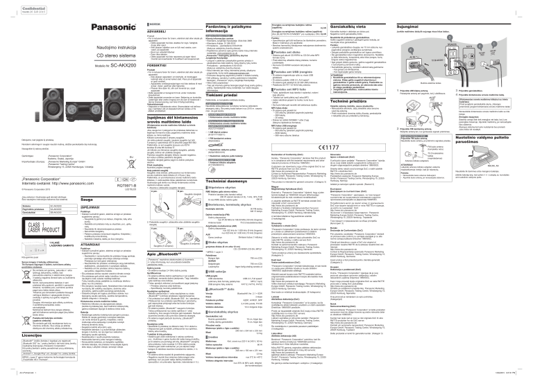 Panasonic SCAKX200E Operating instructions Panasonic SCAKX200E Operating instructions