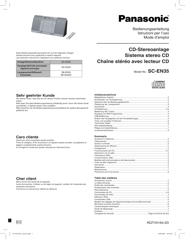 Panasonic SCEN35 Operating instructions Panasonic SCEN35 Operating instructions