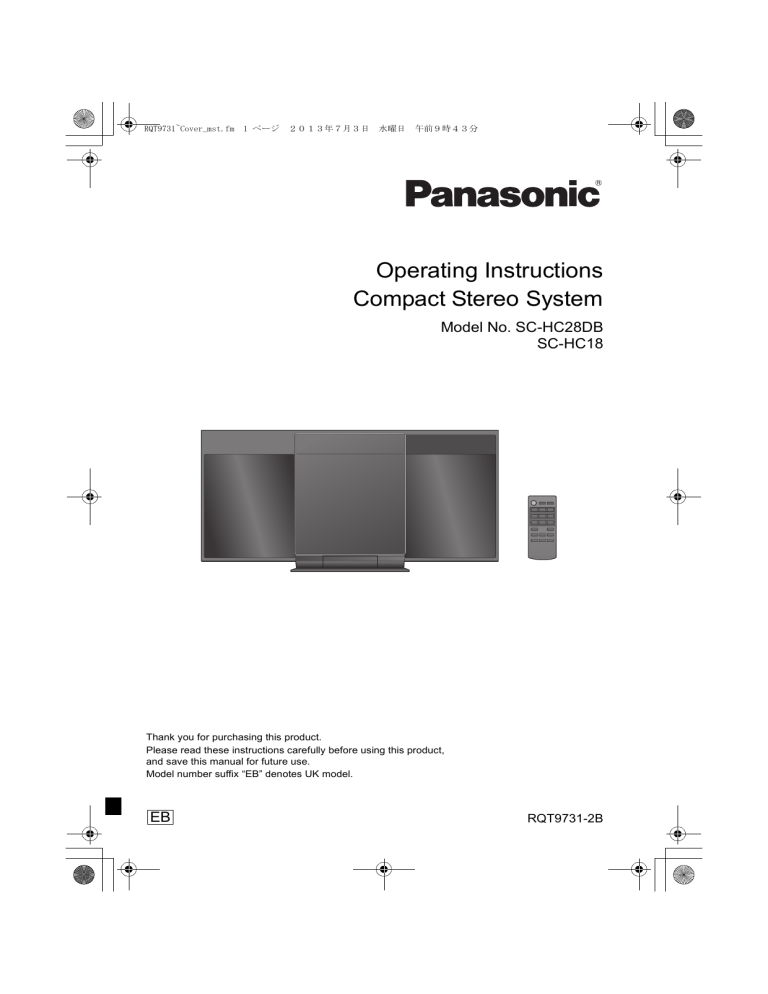 Panasonic SCHC18EB, SCHC28DBEB Operating instructions Panasonic SCHC18EB, SCHC28DBEB Operating instructions