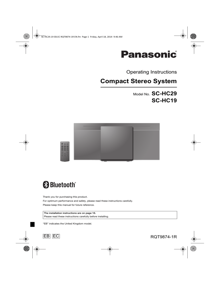 Panasonic SCHC29EC, SCHC19EB, SCHC19EC Operating instructions Panasonic SCHC29EC, SCHC19EB, SCHC19EC Operating instructions