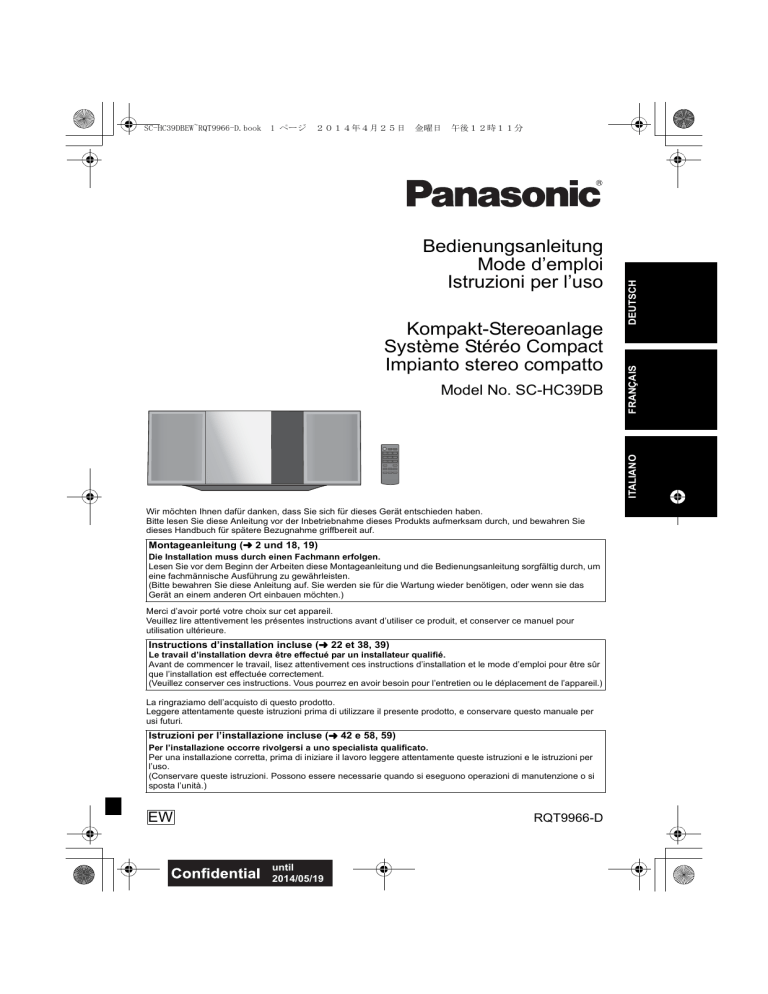 Panasonic SCHC39DBEW Operating instructions Panasonic SCHC39DBEW Operating instructions