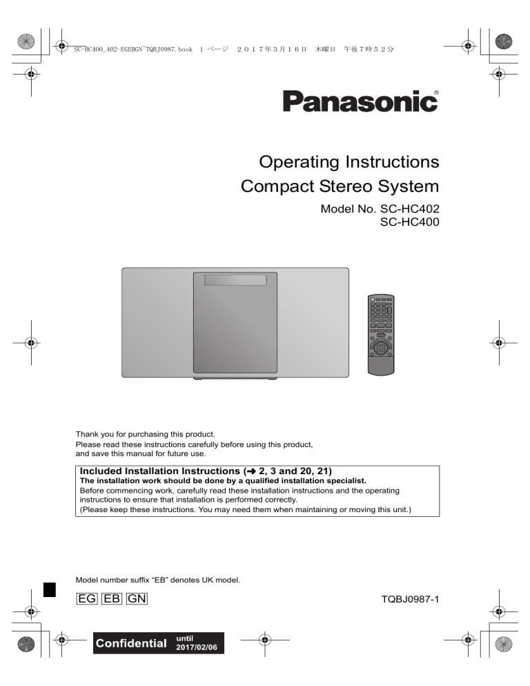 Panasonic SCHC402GN, SCHC400EB, SCHC402EB, SCHC400GN, SCHC402EG, SCHC400EG Operating instructions Panasonic SCHC402GN, SCHC400EB, SCHC402EB, SCHC400GN, SCHC402EG, SCHC400EG Operating instructions