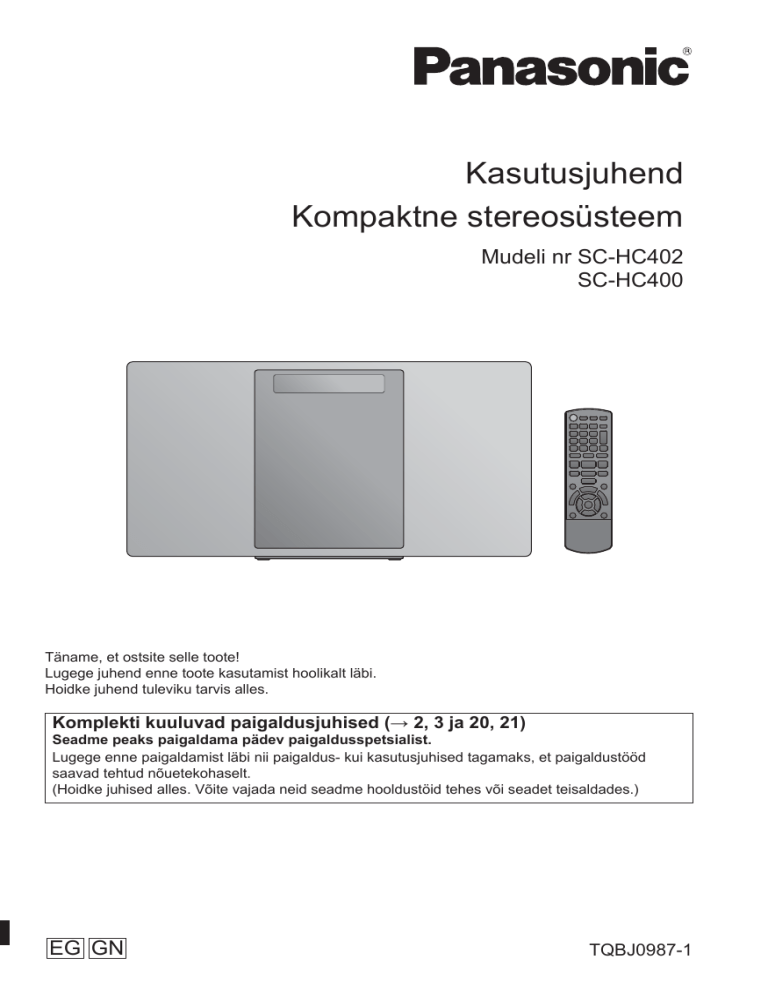 Panasonic SCHC402, SCHC400 Operating instructions Panasonic SCHC402, SCHC400 Operating instructions