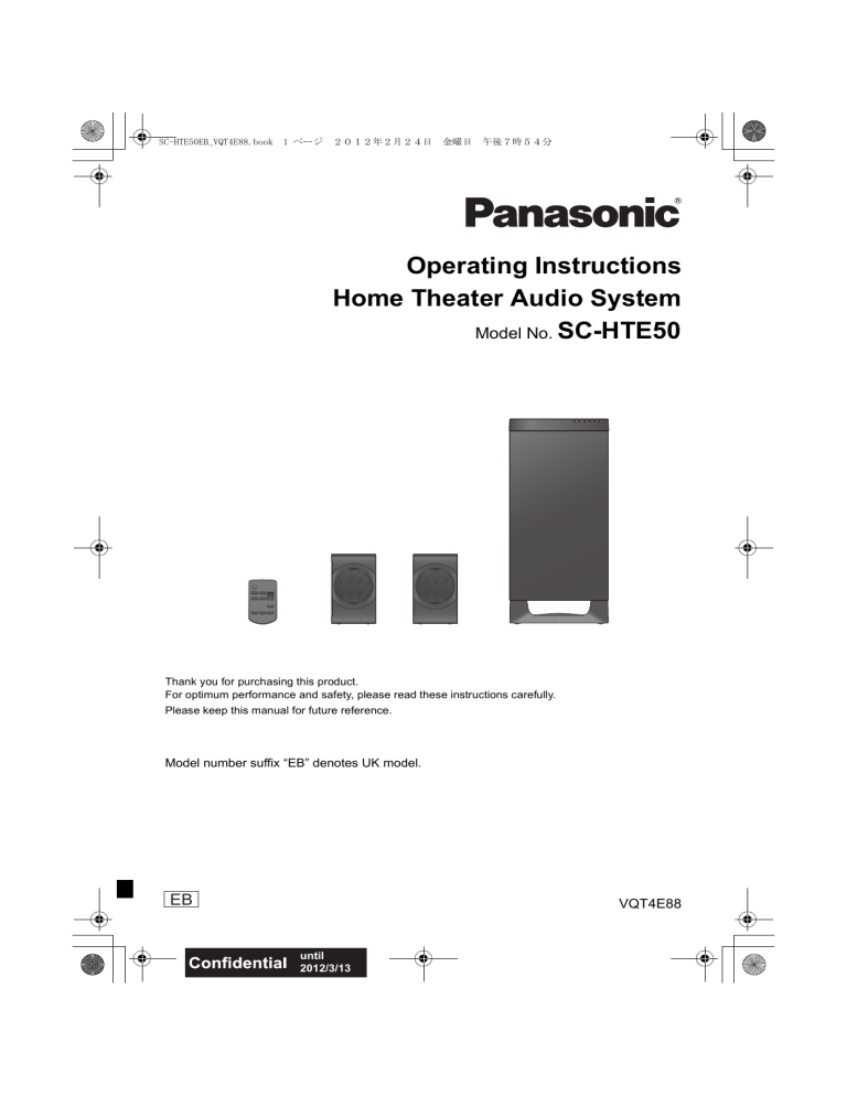 Panasonic SCHTB50EB Operating instructions Panasonic SCHTB50EB Operating instructions