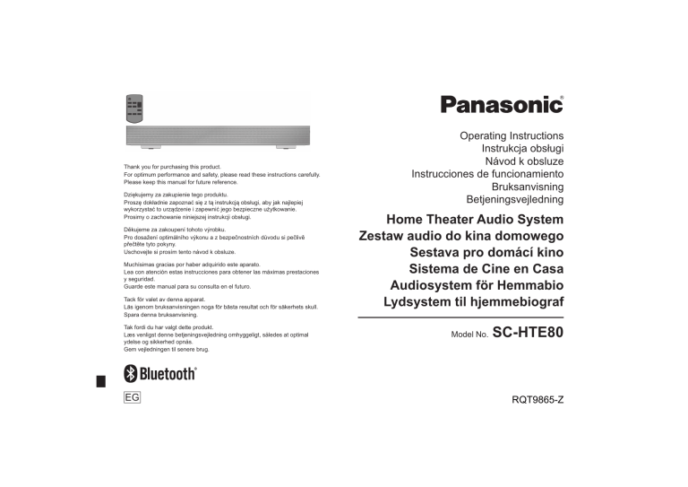 Panasonic SCHTE80EG Operating instructions Panasonic SCHTE80EG Operating instructions