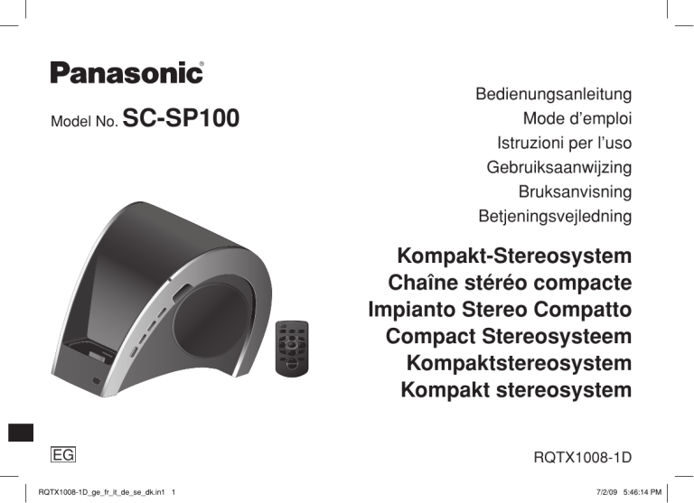 Panasonic SCSP100EB Operating instructions Panasonic SCSP100EB Operating instructions