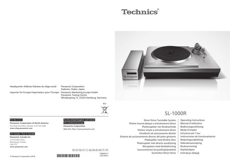 Panasonic SL1000RE Operating instructions Panasonic SL1000RE Operating instructions