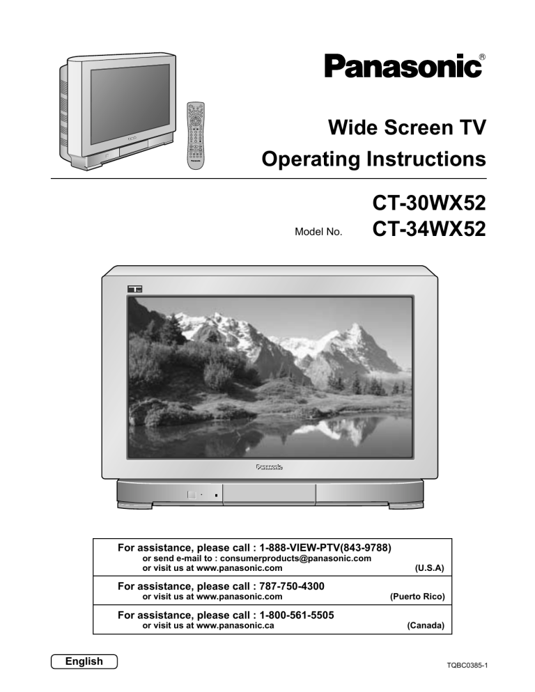 Panasonic CT34WX52, CT30WX52 Operating instructions Panasonic CT34WX52, CT30WX52 Operating instructions