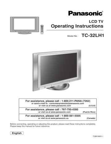 Panasonic TC32LH1 Operating instructions Panasonic TC32LH1 Operating instructions
