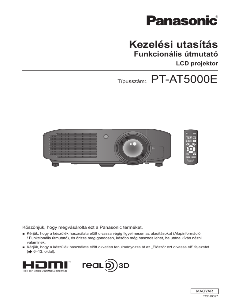Panasonic PTAT5000E Operating instructions Panasonic PTAT5000E Operating instructions