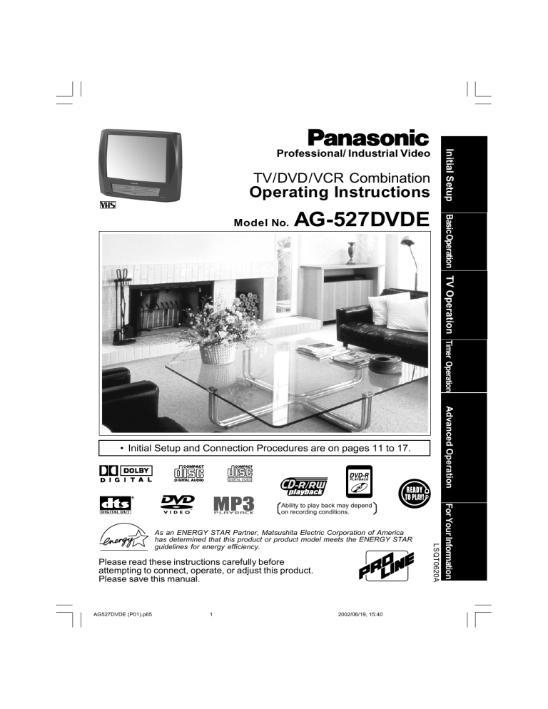 Panasonic AG527DVDE Operating instructions Panasonic AG527DVDE Operating instructions