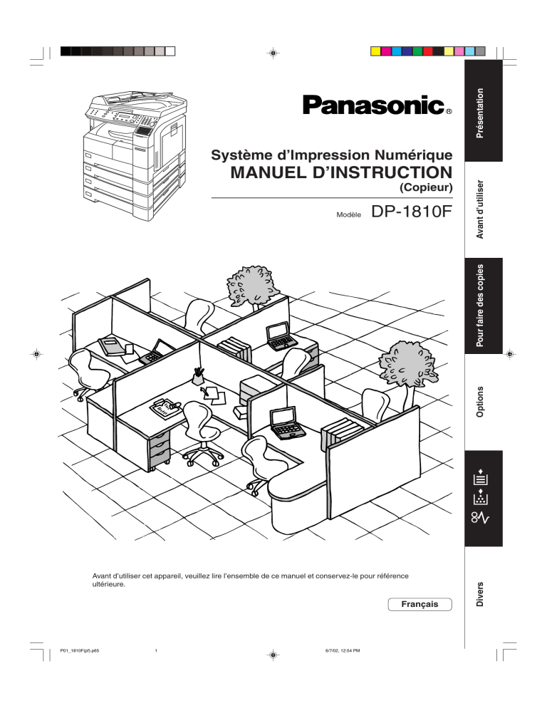 Panasonic DP1810, DP-1810 Owner's manual Panasonic DP1810, DP-1810 Owner's manual